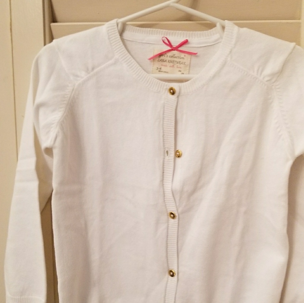 NWT Zara Girl's White Cardigan Sweater sz 3-4